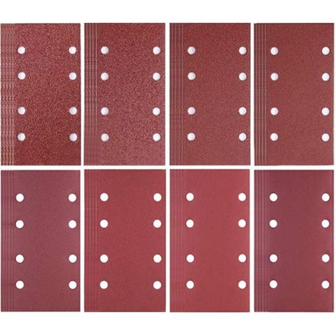 80-teiliger Satz Schleifblätter 93 X 185 Mm – 8 Löcher – Körnungs-mix 40/60/80/120/180/240/320/400 – Für Hartholz-schleifmaschinen