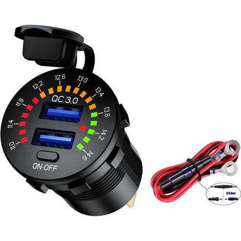 Kfz-usb-ladegerät Mit Quick Charge 3.0, 12v/24v, 36w, Doppeltes Usb-schnellladegerät Qc3.0, Geeignet Für Boote, Schiffe, Motorräder, Lastwagen Und Golfmobile
