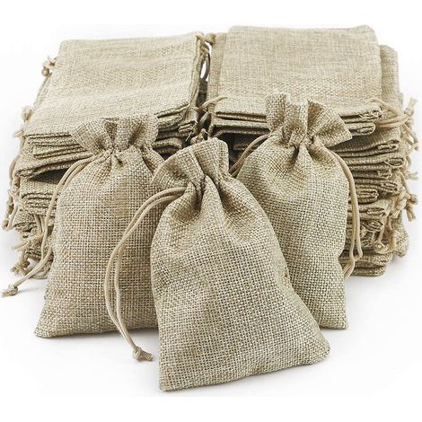 100 Stück Jute-beutel, Kleine Stoffbeutel, 100 Stück Leinensäckchen, Jutesack, Dragee-säckchen, Lavendel-säckchen Für Hochzeiten, Kleine Geschenkbeutel, Schmuck-geschenkbeutel (13,5 X 9,5 Cm)