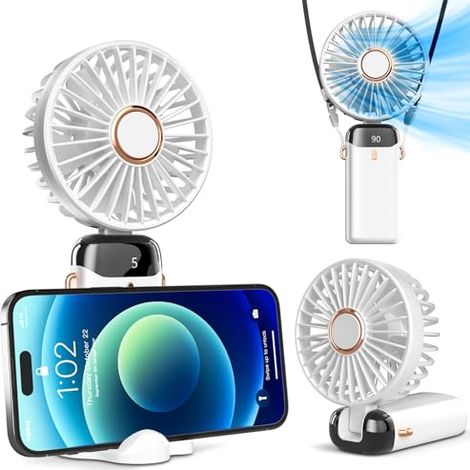 Koonie Mini Usb Handventilator Tragbar Tischventilator, Kleiner Ventilator Mit 5 Geschwindigkeiten Und Standfuß, Faltbarer Tischventilator Für Büro, Außenbereich Akku-ventilator