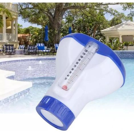 Schwimmender Chlorverteiler, Chlordosierer, Bromtablettenbehälter Mit Thermometer, Ideal Für Innen- Und Außenpools, Spas, Whirlpools Und Teiche