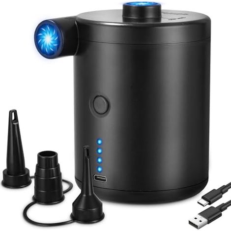 Tragbarer Elektrischer Aufblaspumpe Mit Usb-aufladung 4000mah, Schnelle Aufblasbare Matratzenpumpe, Mini-matratzenaufblaspumpen Für Aufblasbare Kissen, Schwimmreifen, Poolspielzeug, 3 Düsen