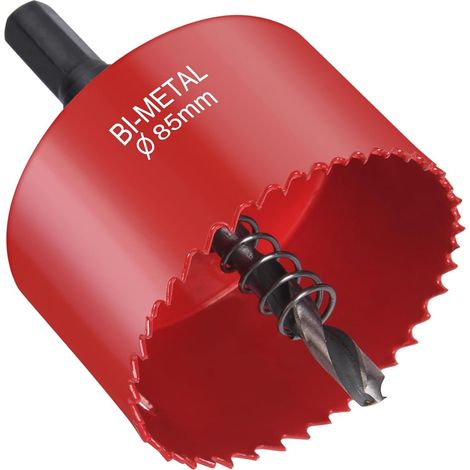Bi-metall-kronenbohrer, Ø85 Mm, Lochsäge Mit Sechskantschaft Und Zentrierbohrer, Zum Bohren Von Kunststoff, Pvc, Holz, Faserplatten Und Weichmetall