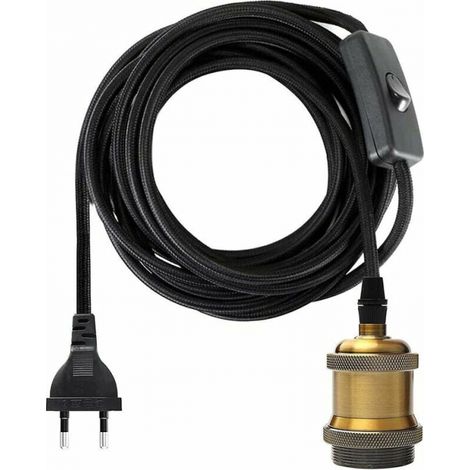 1,2 Meter E27-fassung Mit Schalter, Stoffkabel Für Lampenfassung / Edison Retro-hängelampe / Kreative Lampe, Vintage Messing Lampenadapter