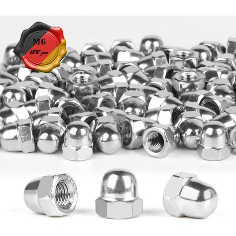 Sechskant-schutzmuttern M6, 100 Stück Din 1587 Sechskant-schutzmuttern Aus Edelstahl A2 V2a, Kappen-sechskant-schutzmuttern, Schutzkappen Für Schrauben Und Gewindebolzen