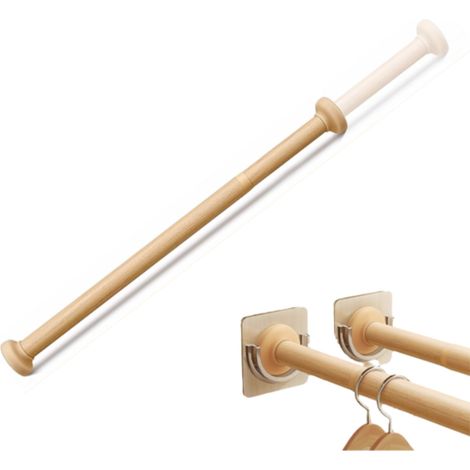 Verstellbare Kleiderbügel In Holzoptik Zum Aufhängen Von Kleidung, Ohne Bohren, Für Schränke, Badezimmer Und Waschküche (50–80 Cm)