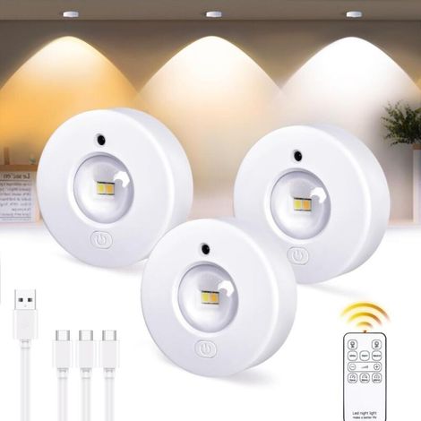 3 Led-spot Strahler Akkubetrieben, 1200mah Led-vitrinen- Und Unterbauleuchte Für Küche, Selbstklebend Mit Touch-funktion Und Fernbedienung, Kabellose Led-leuchte