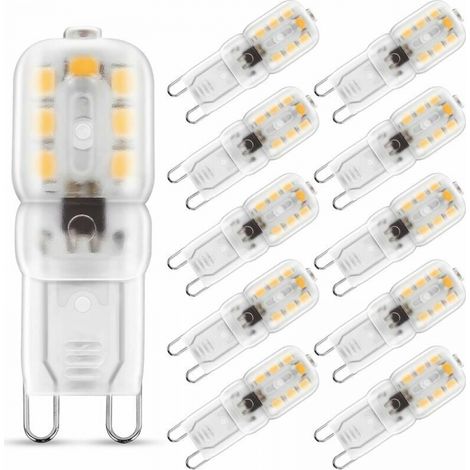 Led-glühbirne G9 3w Warmweiß 3000k, 230v Ac 220lm, Breiter Abstrahlwinkel 360°, Sockel G9, 10er-pack [energieeffizienzklasse A+]