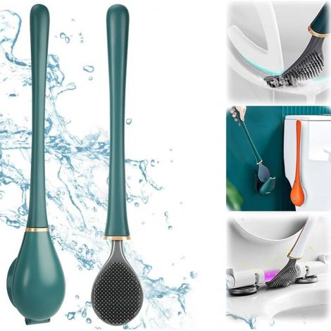 Flexible Silikon-wc-bürste – Wandbasis Ohne Bohren – Schnelles Trocknen – Flexible Kopf Für Gründliche Reinigung