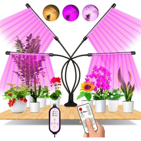 Pflanzenlampe, 80 Leds Wachstumslampe Mit 360° Horticulture Beleuchtung, 4 Köpfe Pflanzenwachstum Lampe Vollspektrum Mit Auto-timer - An / Aus 4h / 8h / 12h