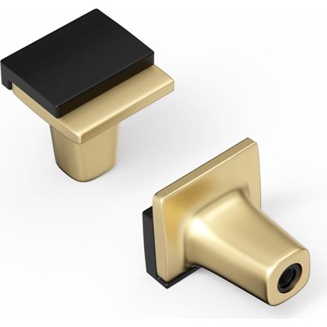 Set Aus 2 Schwarzen Und Goldenen Schrankgriffen, Schwarzen Schubladengriffen, Küchenschubladengriffen, Quadratischer Zinklegierungshardware Für Türen, Schlafzimmerkommoden