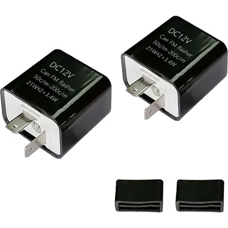 2 Stück Blinkrelais Für Motorrad, 2-pin-blinker-relais, Einstellbares Blinkrelais, Dc12v Blinksteuergerät, Mit Einstellbarem Widerstand, Für Led-motorradblinker – Flammhemmendes Gehäuse