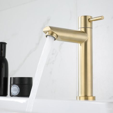 Retro-mischbatterie Für Das Badezimmer – Waschbeckenarmatur In Gebürstetem Gold, Vintage-stil Für Die Garderobe, Kaltwasser, G1/2