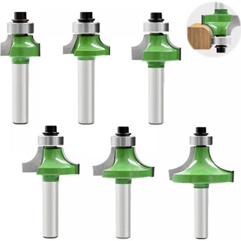 6 Stück Oberfräsen-fräser 8 Mm, Viertelrundfräser Mit 8-mm-schaft, Flächenfräser Mit Kugellager, Holzfräser Für Die Holzbearbeitung Und Randbearbeitung