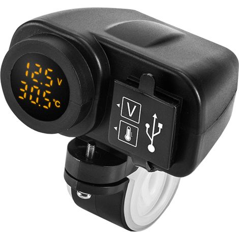 Usb-ladegerät Für Motorrad 12,5 V – Für Motorradladegerät 2,1 A 12 V – Mit Led-voltmeter – Thermometer-anzeige