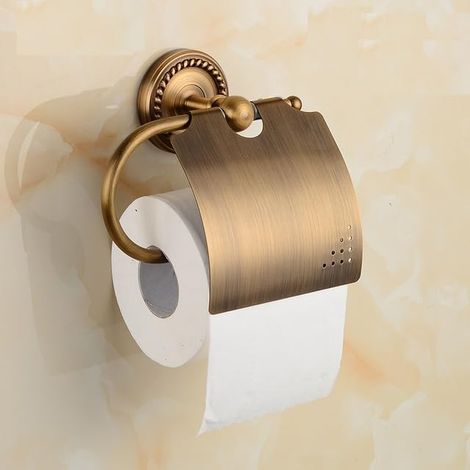Vintage-toilettenpapierhalter Aus Messing Mit Deckel – Wandmontierter Vintage-toilettenpapierrollenhalter (antikmessing)