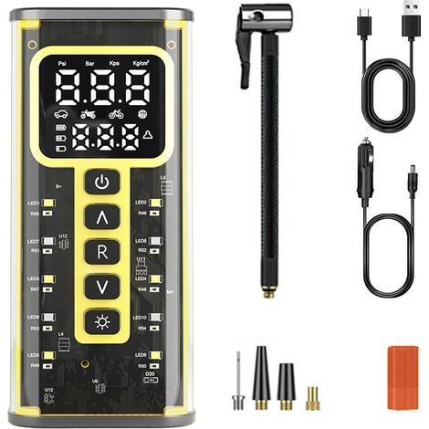 Tragbarer Kompressor Für Autos, Kabellos, 150 Psi, 6.000 Mah, 20 L/min, Led-beleuchtung, Automatische Abschaltung, Mit Aufbewahrungstasche, Dc 12 V
