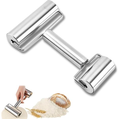 Rollholz Mit 2 Rollen, Kleines Und Mittleres Rollholz, Rollholz Aus Edelstahl Für Pizza, Fondant, Kuchen, Bällchen, Nudeln Und Kekse