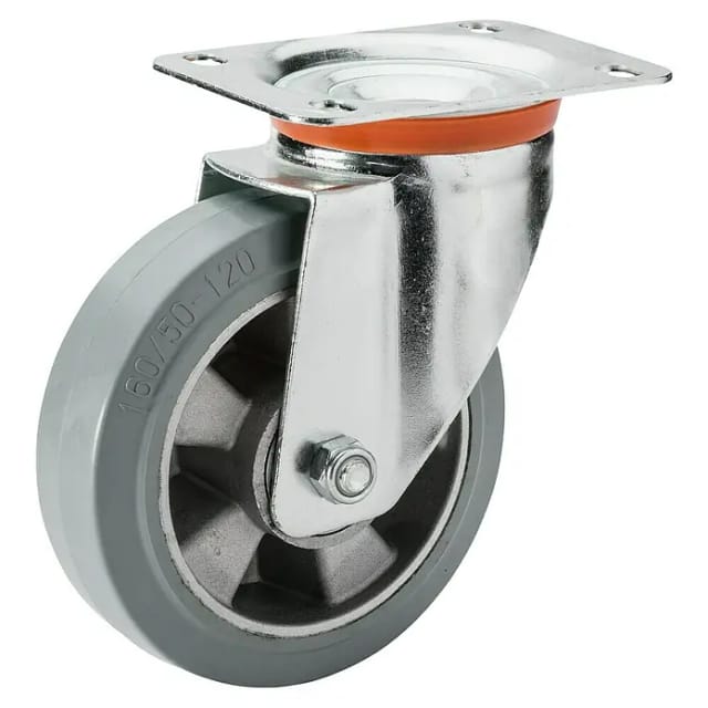 Dörner+helmer - Lenkrolle Vollgummi-Rad ø 160 mm Möbelrolle Tragkraft 300 kg Stahlblech