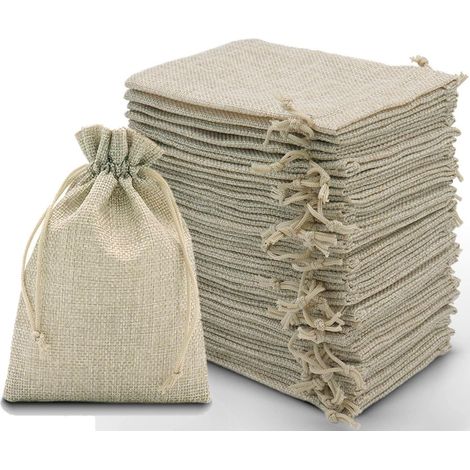 30 Kleine Geschenktüten Aus Jute Mit Zugband, 10 X 15 Cm, Für Schmuck, Handwerk, Hochzeitsfeier, Weihnachten (originalfarbe)