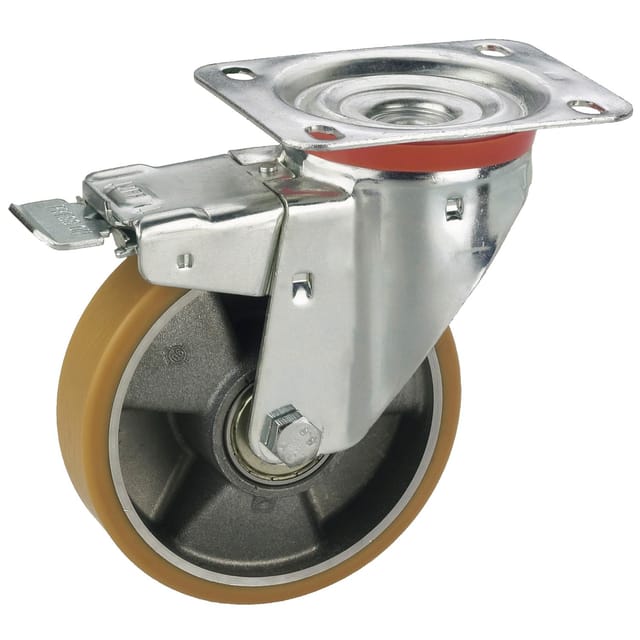 Dörner+helmer - Lenkrolle Polyamid-Rad ø 100 mm Transportrolle mit Feststeller Tragkraft 200 kg