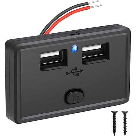 12v Auto-ladebuchse Mit Wasserdichtem Schalter, 4,8a 24w Usb-autoladegerät Für Auto, Bus, Camping Und Boot