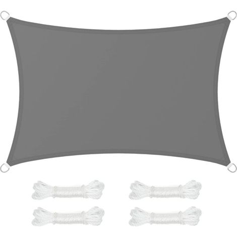 Schattensegel 2 X 3 M, Wasserabweisend Mit Einer Wassersäule Von 665 Mm, Reißfestes Polyester, Uv-schutz 93%, Für Terrasse, Garten, Balkon, Rechteckig, 2 M Seile, Graphitgrau
