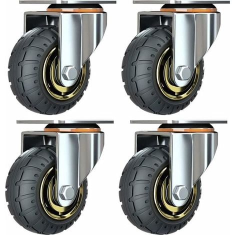 Trip 3 Zoll Universal-rollensatz, 4 Stück, Ohne Bremse, Leise Transportrollen, Schwenkbare Universal-räder, 75 Mm Industrielle Plattenrollen Für Den Transport