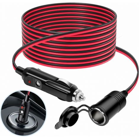 3m Zigarettenanzünder-verlängerungskabel, 12 V/24 V Kfz-zigarettenanzünder-ladegerät, Staubdichter Adapter Mit 16 Awg Und 15a-sicherung Für Motorrad, Boot, Auto, Lkw