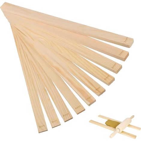 10 X Töpfer-rollführungsstäbe 3/4/5/6/7 Mm, Holzwerkzeuge Als Tiefenführung Und Nudelholz Für Kunsthandwerk Und Keramik
