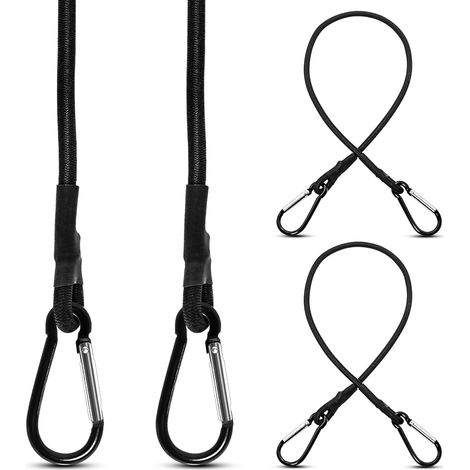 4er-pack Elastische Spanngurte Mit Karabinern, 60 Cm Elastische Spanngurte Mit Haken, Elastische Spanngurte Für Camping, Planen, Zelte, Gepäck, Auto Und Fahrrad