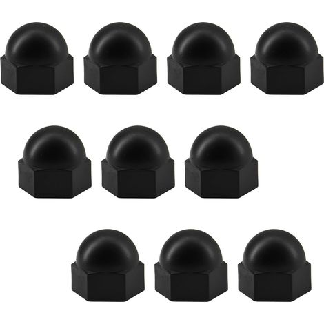 Set Aus 10 Sechskantmuttern M20, Nylon, Schwarz