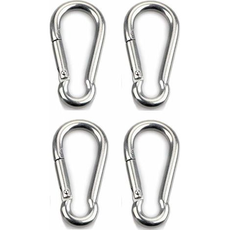 4-teiliger Karabinerhaken Mit Befestigung, Für Intensiven Gebrauch, Sport, Hundeleinen, Hängematten Und Schaukeln, Edelstahl 304, Stärke 8 Mm