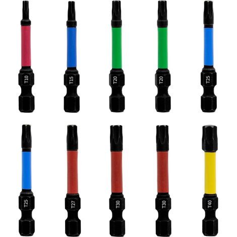 Torx-schraubbit-set, 10-teilig, Länge 50 Mm, Magnetische Bits Für Schlagbohrschrauber T10–t40, Mit 1/4-zoll-sechskantschaft