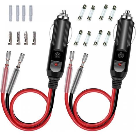 Kfz-zigarettenanzünder-kabel 12v/24v Mit Klemm-anschluss, Verlängerungskabel Für Luftkompressor Und Zigarettenanzünder, 15 Cm