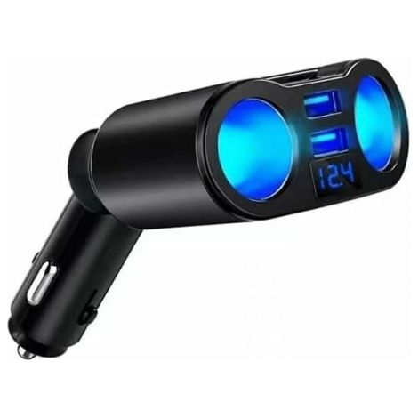Zigarettenanzünder-verteileradapter, Doppelter Usb-autoladegerät, 2 Steckdosen 12 V/24 V Mit Led-voltmeter-schalter Für Mobiltelefon, Tablet, Gps, Dashboard-kamera