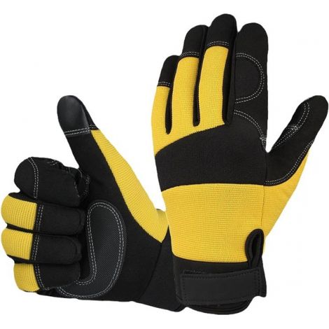 Rutschfeste Xl-gartenhandschuhe – Verstärkte Lederhandfläche – Schnittschutz 20 M/s – Elastischer Klettverschlussgriff
