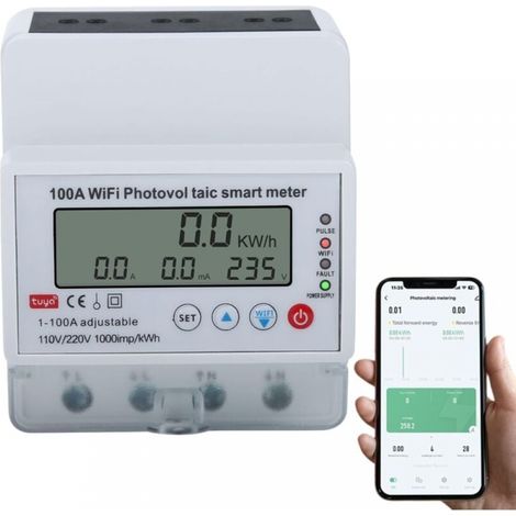 Intelligenter Wifi-energiezähler 100a Einphasen 4p Tuya Smart Wifi Photovoltaik-energiezähler Leistungsschalter Timer Schalter Bidirektionaler Solarenergiezähler