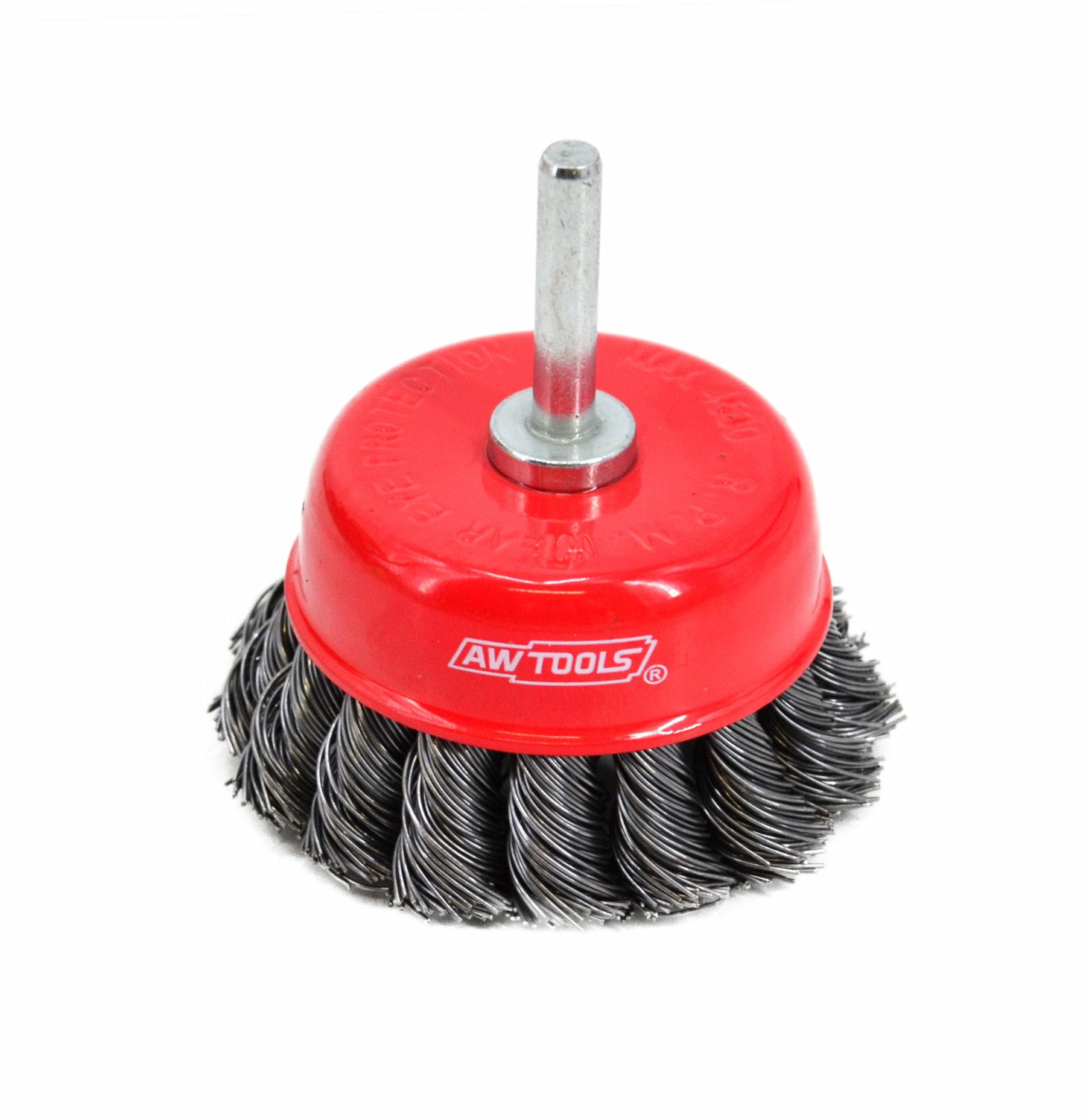 Awtools, Vordere Geflochtene Bürste Mit 75 Mm Schaft, Reinigungswerkzeug, Ideal Zum Entfernen Von Rost Und Farbe, Geflochtener Draht, Schaft Kompatibelmit Elektrowerkzeugen, Für Professionelle Arbeite