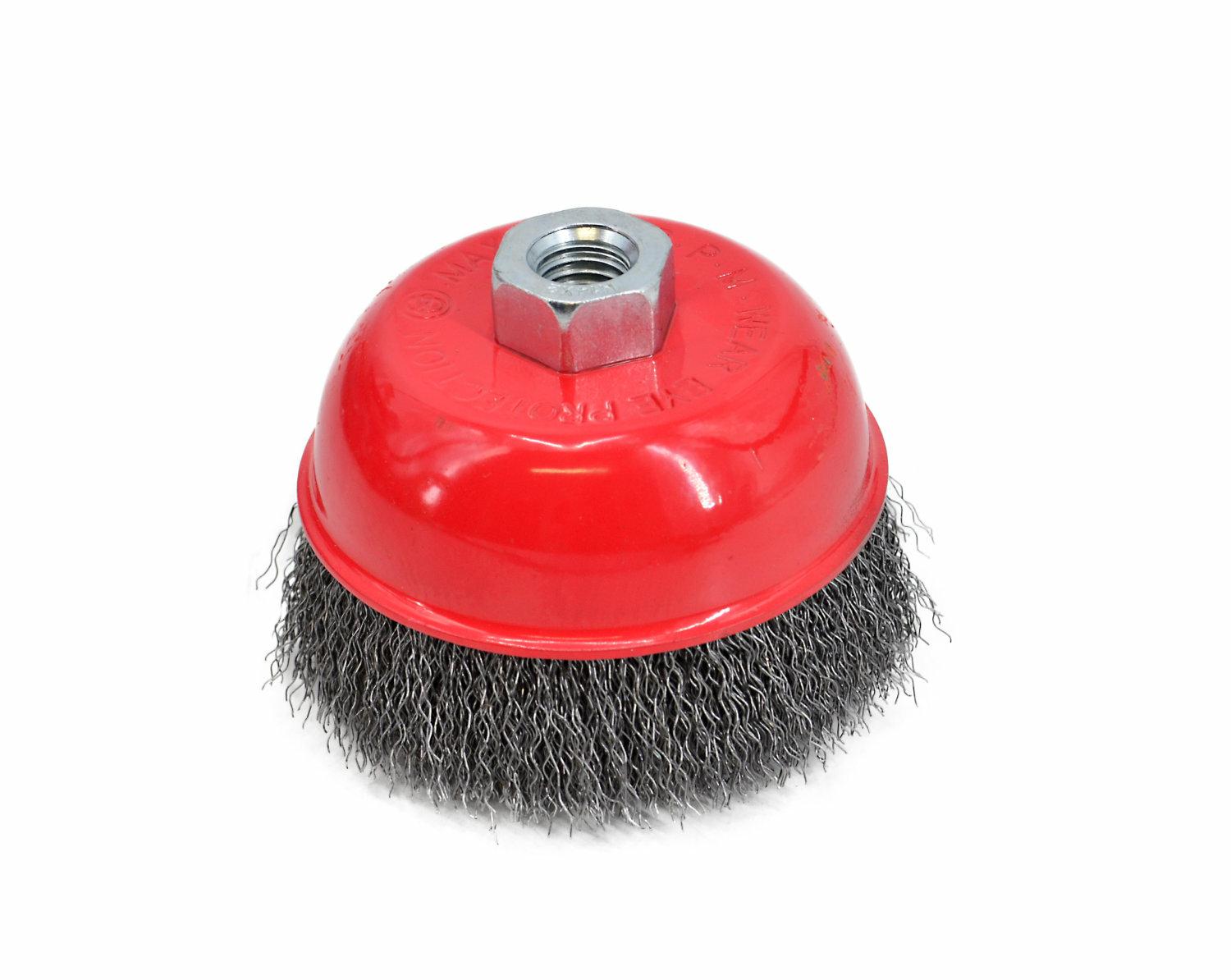 Awtools, Frontbürste 90 Mm, Reinigungswerkzeug, Ideal Zum Entfernen Von Rost Und Farbe, Gerippter Draht, M14-gewinde, Für Industrielle Arbeiten, Farbe Metallic.