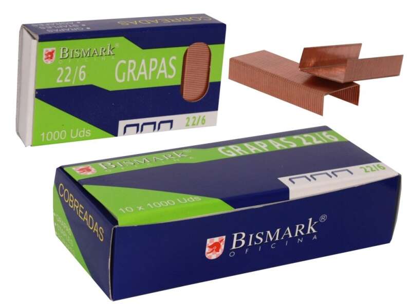 Bismark Box De 1000 Heftklammern De Draht De Hohe Qualität Modell 22/6 - Verkupfert -