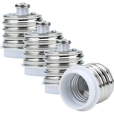4x E40 Auf E27 Lampenfassung Adapter In Weiß – Set Aus 4 Fassungsadaptern Für Glühlampen, Led-, Halogen- Und Energiesparlampen