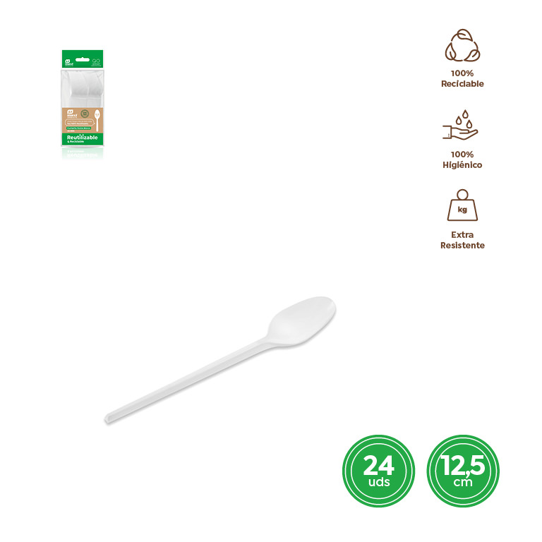 Dessertlöffel Weiß 12,5cm Wiederverwendbar 24st.