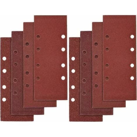 40 Stück Schleifpapier, 93 X 185 Mm Schleifblätter Für Schwingschleifer Mit 8 Löchern, Sortiert In Körnung P40, P60, P80, P100