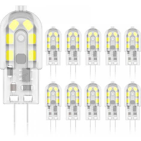 Ampoule Led G4 3 W, Équivalent Halogène 20 W, Blanc 6 000 K, 200 Lumens, 12 Smd, 12 V Ca/cc - Lot De 10 [classe Énergétique A+]
