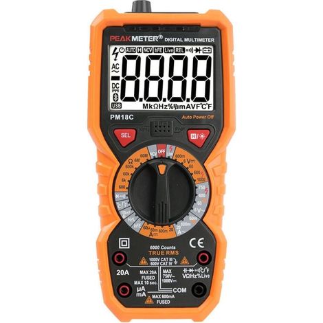Digitales Multimeter Pm18c – Automatischer Ac/dc-elektroniktester, Berührungsloses Voltmeter Mit Spannungserkennung, Strom- Und Widerstandsmessung Sowie Hintergrundbeleuchtetem Display