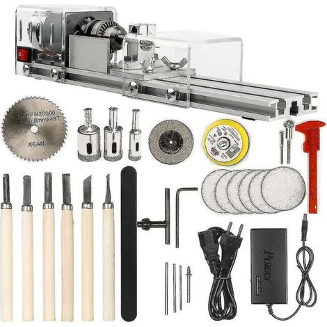 Mini-drehwerkzeug Für Hartholz – Einstellbare Geschwindigkeit 1500 Bis 7000 U/min – Stromversorgung 12-24v – Komplettes Zubehörset
