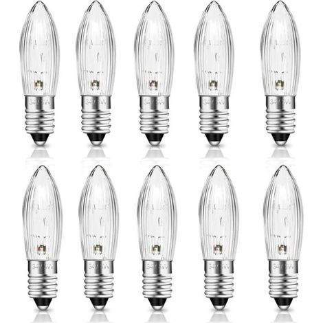 Ampulle E10 34v 3w Kerze Mit 7 Brennpunkten Ersatzlampen, 30lm Warmweiß 2700k, E10 Kerzenlampe Für Lichtbogen, Weihnachtsbaum, Lichterkette, 10er Pack