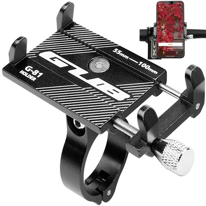 Retoo Mobiletech Handyhalterung Für Fahrrad/motorrad, Aluminium, Kompatibel Mit Geräten Von 55–100 Mm, Lenkerbefestigung (22,2–31,8 Mm), Verstellbar Mit Schraube, Farbe: Schwarz