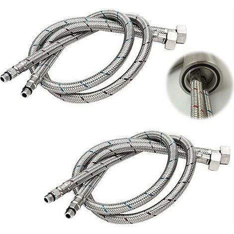 Verbindungsschlauch G 3/8 Dn6 60 Cm Lang Für Wasserhähne, Flexibler Wasseranschlussschlauch Mit Gewinde, 2 Stück (1 Paar)